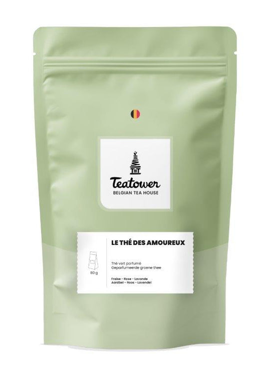 Thé vert parfumé fraise rose lavande - Le thé des amoureux - Teatower