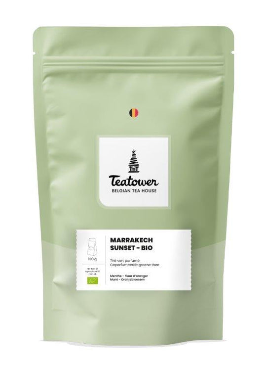 Thé vert parfumé fleur d'oranger menthe - Marrakech Sunset BIO - Teatower BE-BIO-01