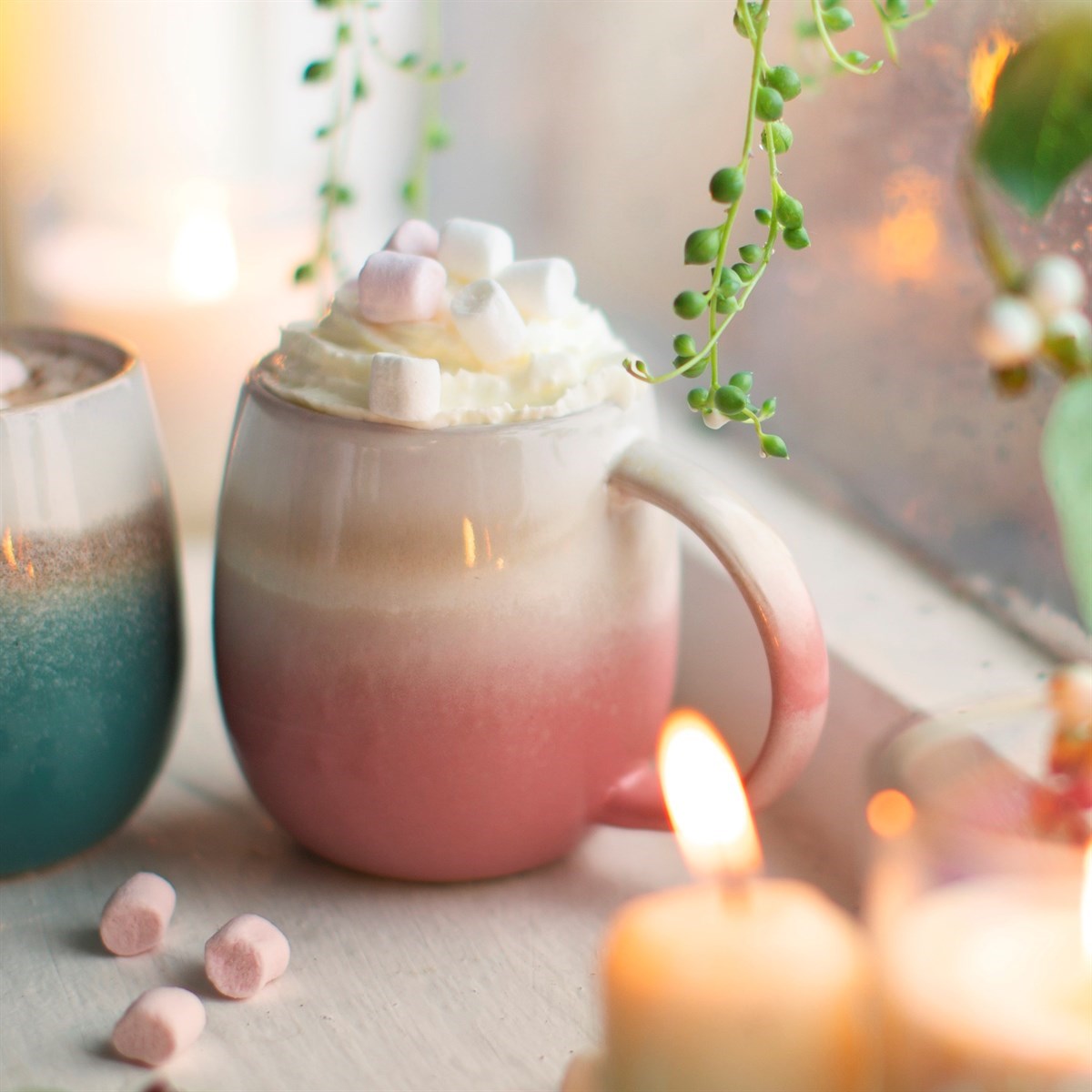 Tasse rose ombrée infusion chaude finition émaillée