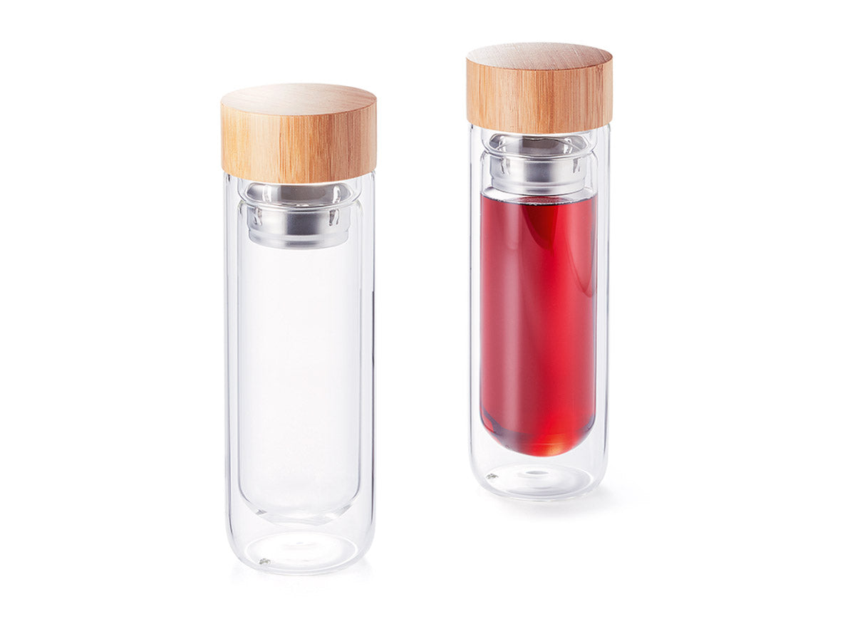 Gourde à thé nomade Alva - verre borosilicate et filtre inox 0,25 l