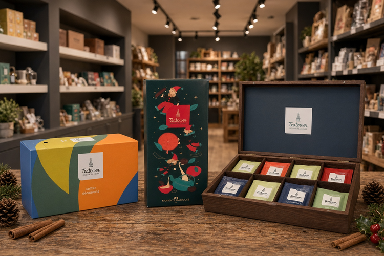 Coffret découverte, Calendrier de l'Avent 2026 et coffret en bois garni Teatower en boutique – coffrets cadeaux thés et infusions