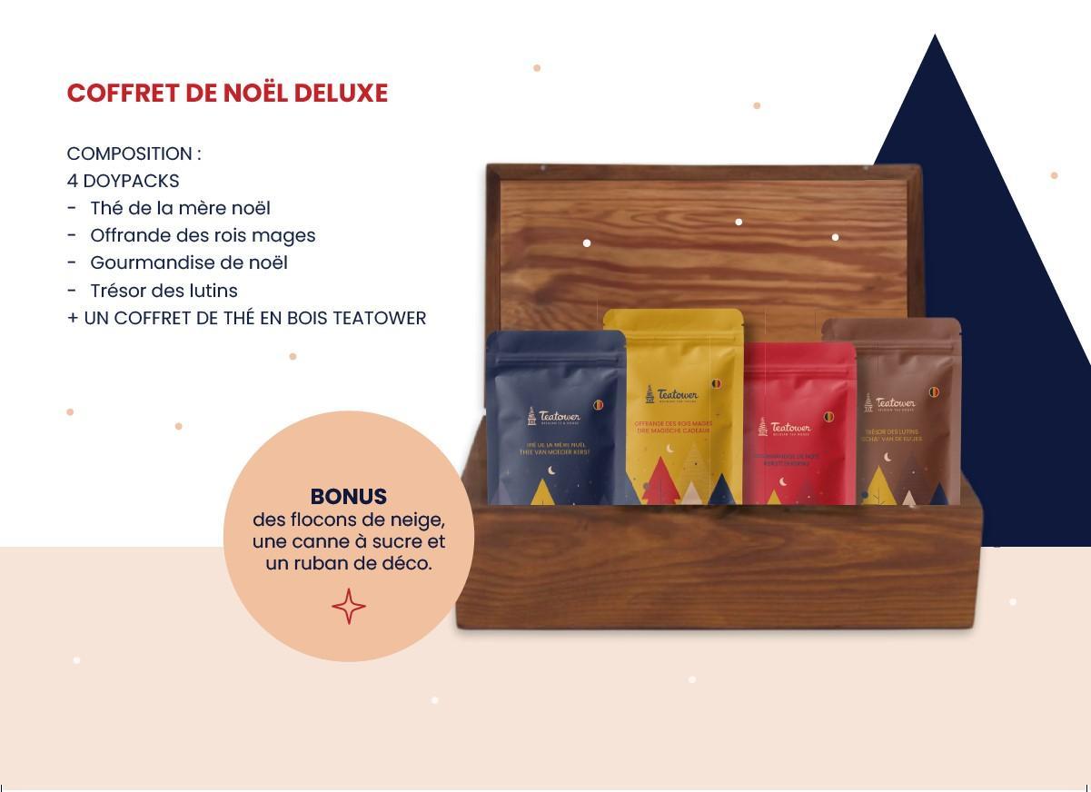 Coffret de noël deluxe - 4 sachets de thés et infusion de 100 gr - Teatower