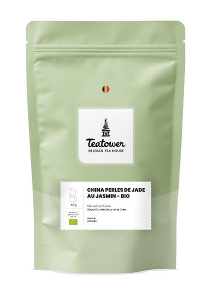 Thé vert parfumé jasmin - China perles de jade au jasmin BIO - Teatower BE-BIO-01