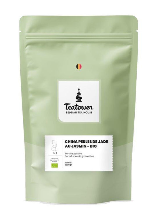 Thé vert parfumé jasmin - China perles de jade au jasmin BIO - Teatower BE-BIO-01