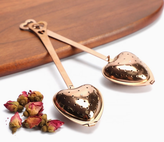 Infuseur à thé - Forme de cœur - Poignée - Or rose