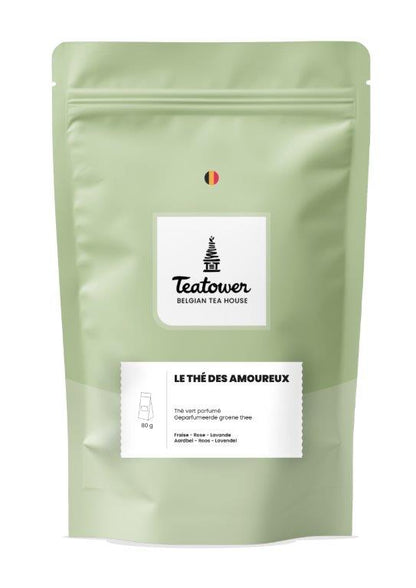 Thé vert parfumé fraise rose lavande - Le thé des amoureux - Teatower