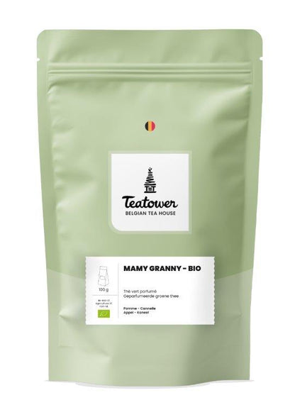 Groene thee met appel- en kaneelsmaak - Mamy Granny ORGANIC - Teatower BE-BIO-01