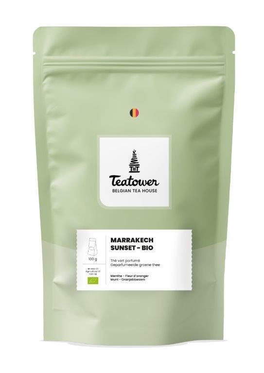 Thé vert parfumé fleur d'oranger menthe - Marrakech Sunset BIO - Teatower BE-BIO-01