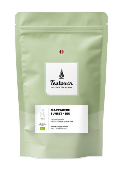Thé vert parfumé fleur d'oranger menthe - Marrakech Sunset BIO - Teatower BE-BIO-01