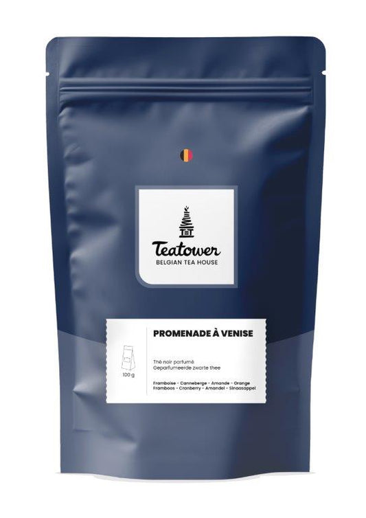 Thé noir parfumé framboise canneberge amande orange - Promenade à Venise - Teatower