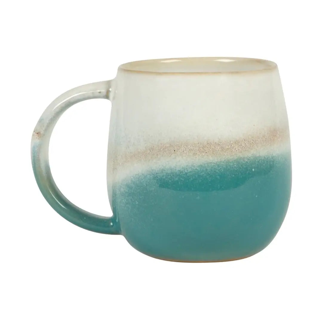 Tasse turquoise ombrée avec dégradé vert et finition émaillée