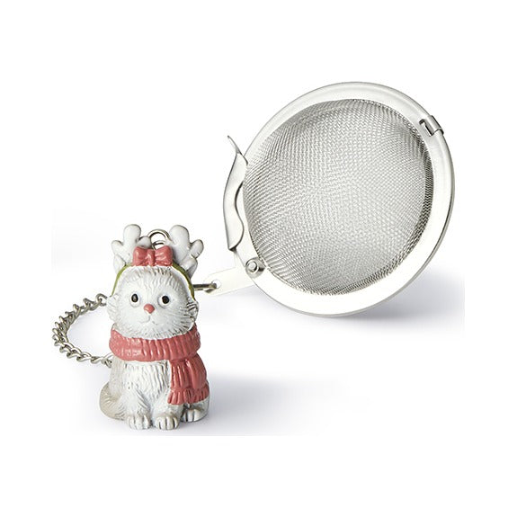 Boule à thé Christmas Cat - chat renne - inox Ø 5 cm