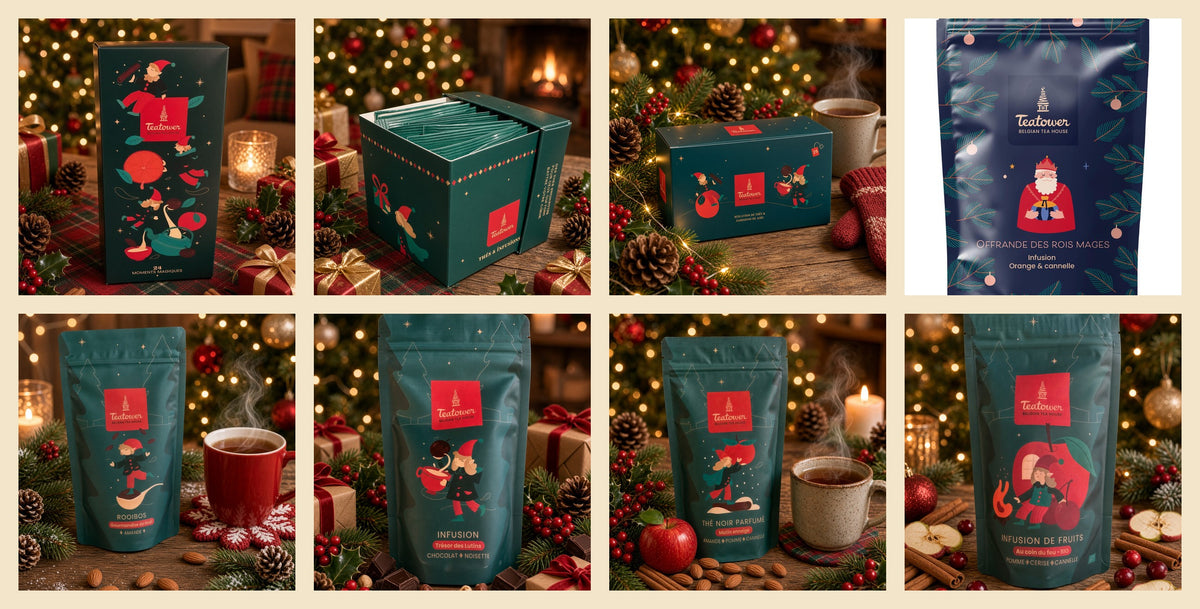 Kit cadeaux Noël 2026 Teatower : calendrier de l'Avent, 2 coffrets et 5 thés et infusions de Noël
