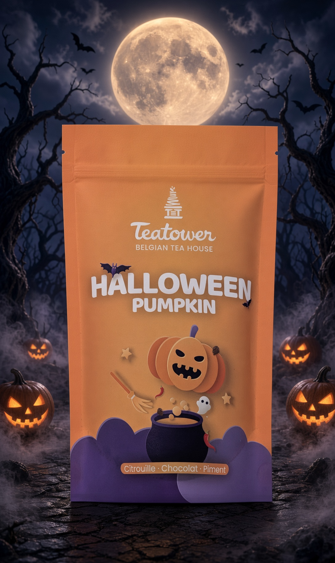 Teatower Halloween Pumpkin 2026 — infusion citrouille, chocolat, piment